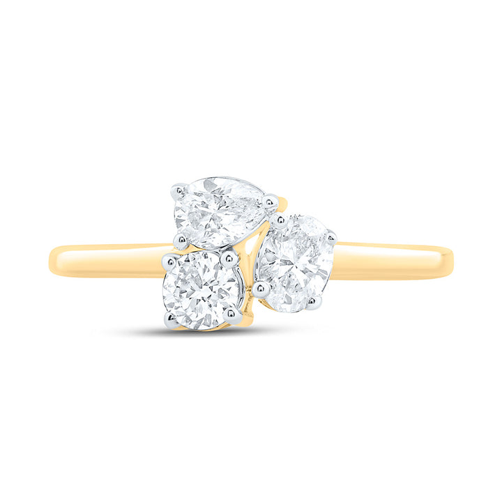 3/4CTW-NAT DIA I1 IJ 1/4CT-CRD, 1/4CT-CPS, 1/4CT-COV, 3 STONE RING Daisy Joyeria