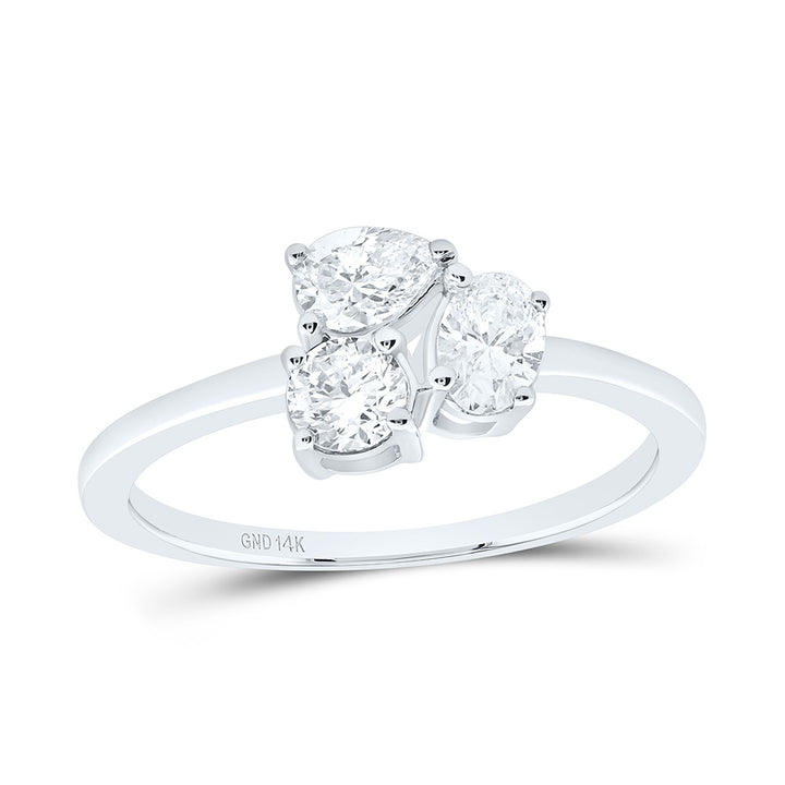 3/4CTW-NAT DIA I1 IJ 1/4CT-CRD, 1/4CT-CPS, 1/4CT-COV 3 STONE RING Daisy Joyeria