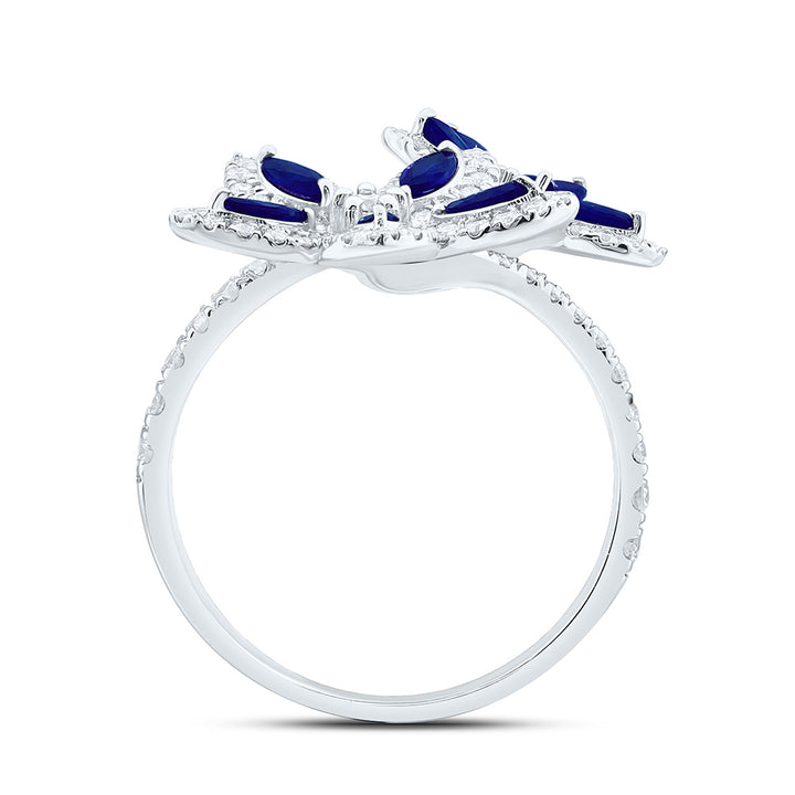 3/4CTW-NAT DIA ANA M 3/4CT-MQ-BS NAT GEM FLOWER RING Daisy Joyeria