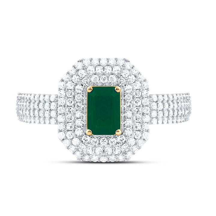 1/2CTW-NAT DIA CN 6X4MM EM-EM NAT GEM EMERALD RING Daisy Joyeria