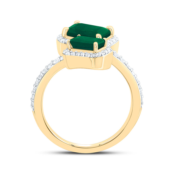 3/8CTW-NAT DIA ANA M  8 X 6 MM, 6 X 4 MM EM-EM NAT GEM EMERALD RING Daisy Joyeria