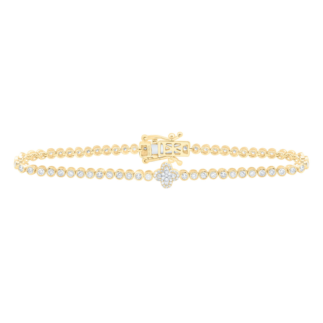 1 7/8CTW-NAT DIA NK FASHION TENNIS CLOVER BRACELET(7INCH) Daisy Joyeria