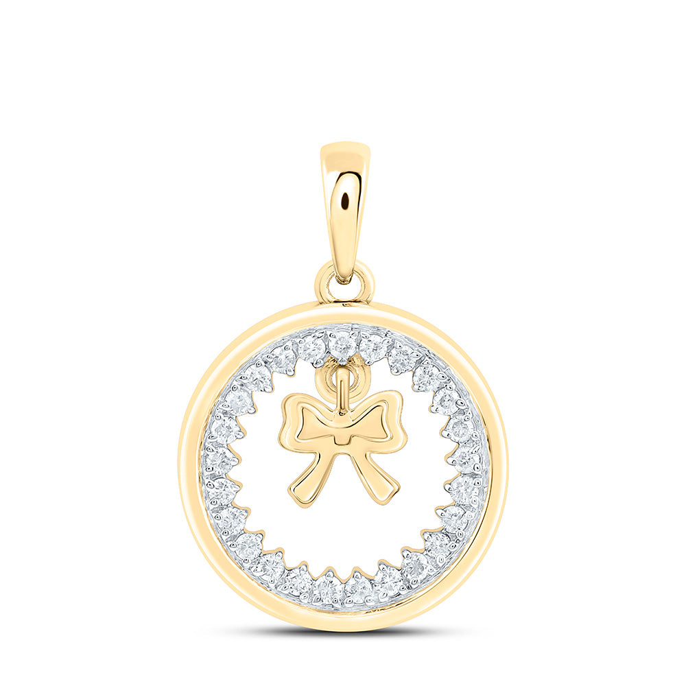 1/5CTW-NAT DIA NK FASHION BOW PENDANT Daisy Joyeria