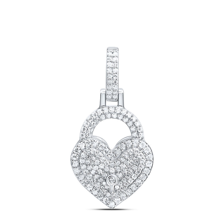 5/8CTW- NAT DIA NK FASHION HEART LOCK PENDANT Daisy Joyeria