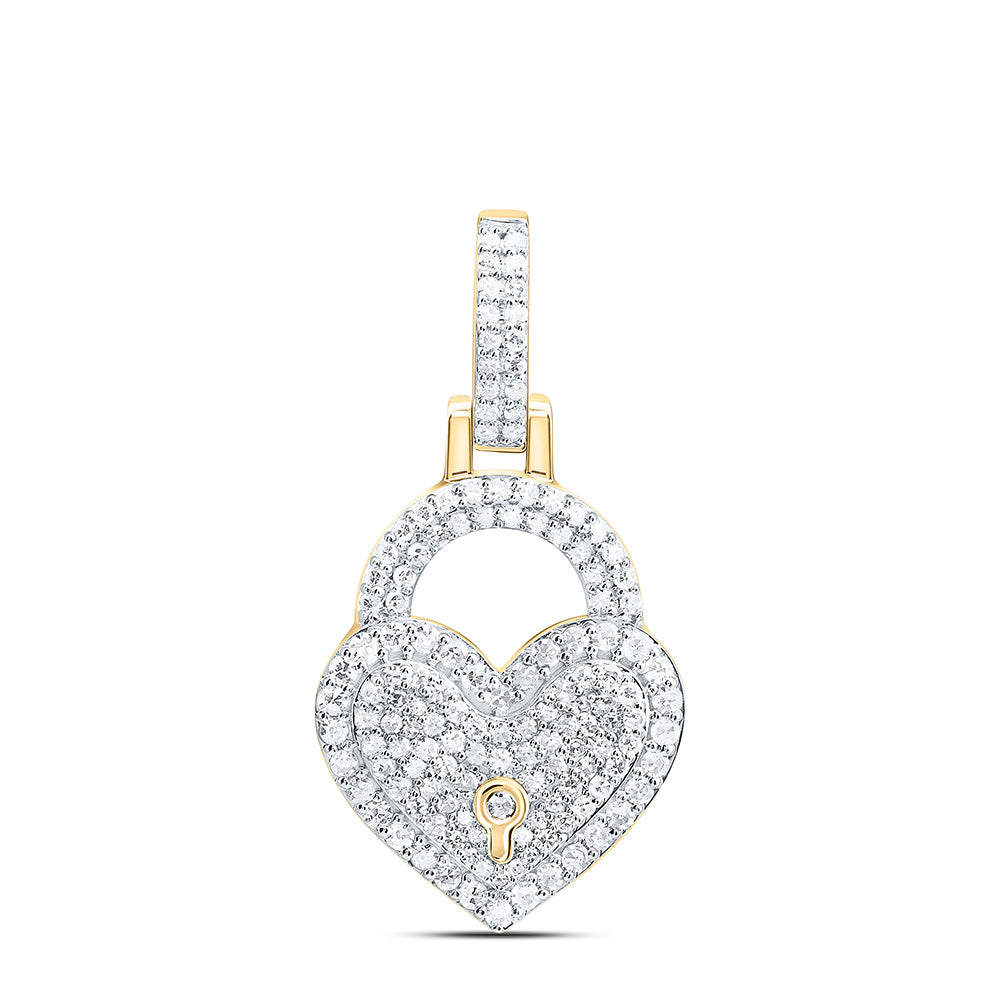 5/8CTW- NAT DIA NK FASHION HEART LOCK PENDANT Daisy Joyeria