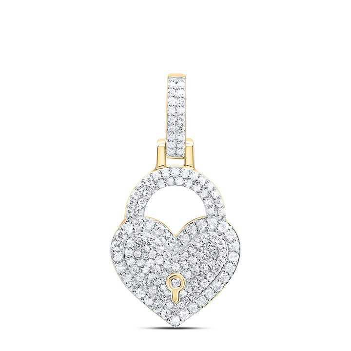 5/8CTW- NAT DIA NK FASHION HEART LOCK PENDANT Daisy Joyeria
