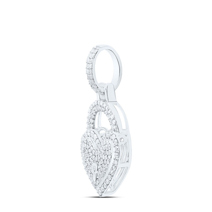 5/8CTW- NAT DIA NK FASHION HEART LOCK PENDANT Daisy Joyeria