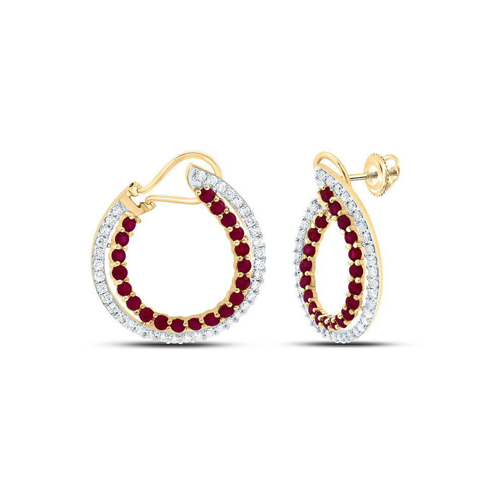 7/8CTW-NAT DIA ANA M 1 5/8CT-RD-RU NAT GEM HOOP EARRING Daisy Joyeria