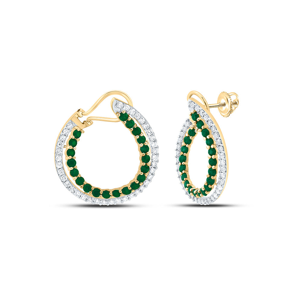 7/8CTW-NAT DIA ANA M 1CT-RD-EM NAT GEM HOOP EARRING Daisy Joyeria