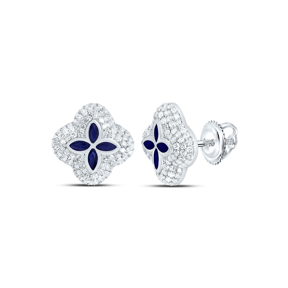 5/8CTW-NAT DIA CN 3/8CT-MQ-BS NAT GEM CLOVER EARRING Daisy Joyeria