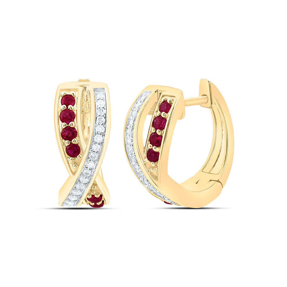1/8CTW-NAT DIA ANA M 1/5CT-RD-RU NAT GEM HOOP EARRING Daisy Joyeria