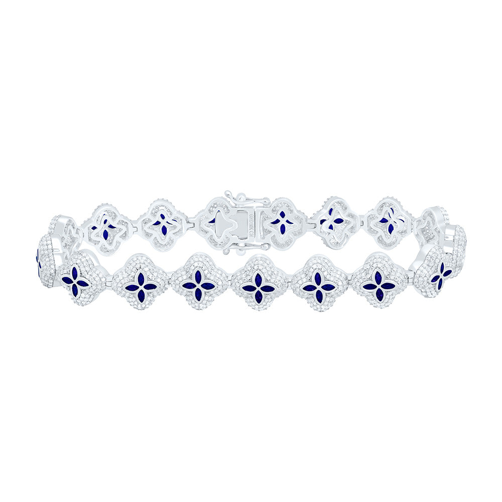 4 1/3CTW-NAT DIA CN 3 1/5CT-MQ-BS NAT GEM CLOVER MENS BRACELET (8 INCH) Daisy Joyeria