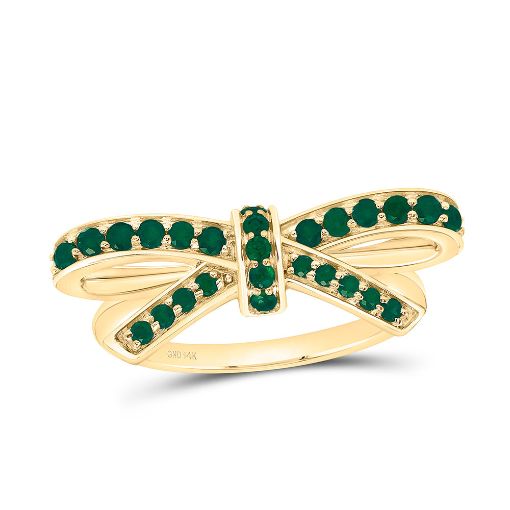 3/8CTW-RD-EM NAT GEM BOW RING Daisy Joyeria