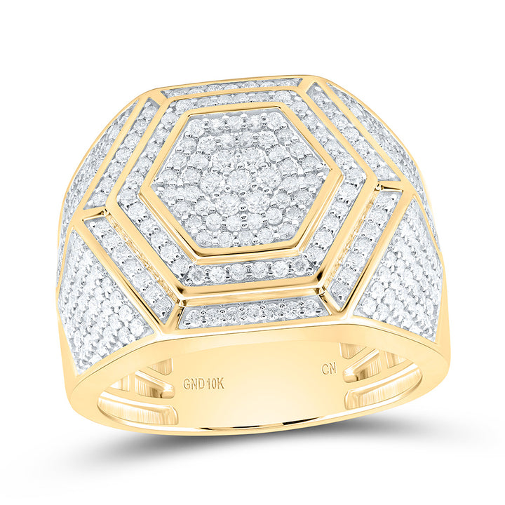 1 1/2CTW-NAT DIA CN HEXAGON MENS RING Daisy Joyeria