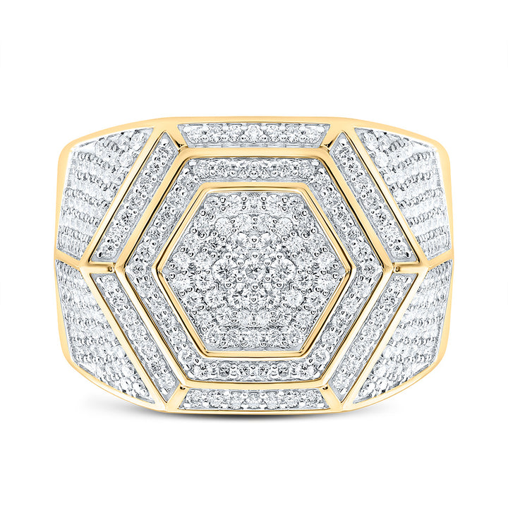 1 1/2CTW-NAT DIA CN HEXAGON MENS RING Daisy Joyeria