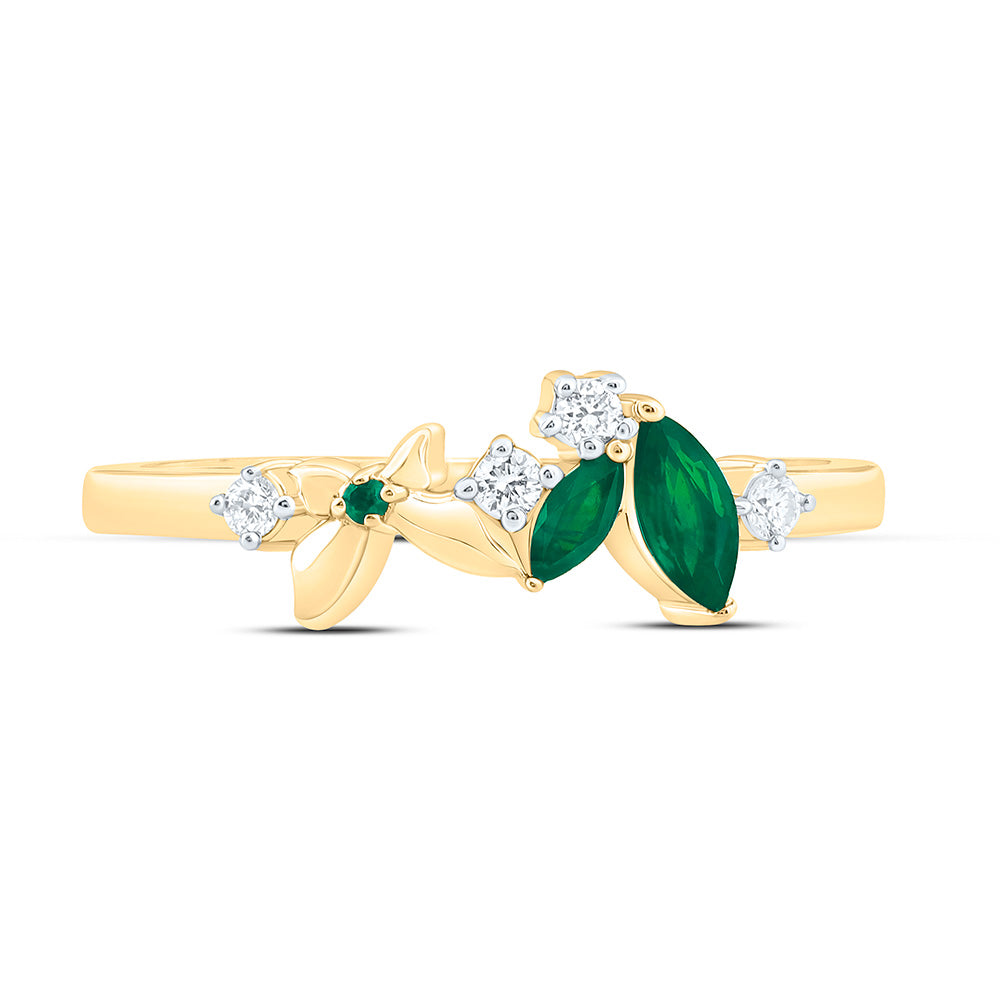 1/12CTW-NAT DIA ANA M 1.20MM-RD-EM, 1/5CT-MQ-EM NAT GEM BUTTERFLY RING Daisy Joyeria