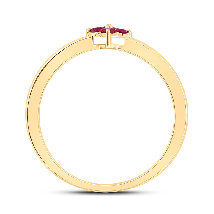 1/6CTW-RD-RU NAT GEM CLOVER RING Daisy Joyeria