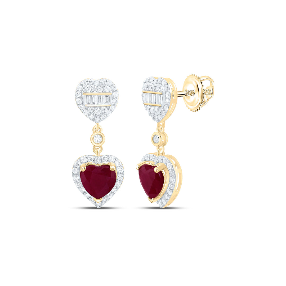 5/8CTW-NAT DIA ANA M 6MM HT-RU NAT GEM HEART DANGLING EARRING Daisy Joyeria