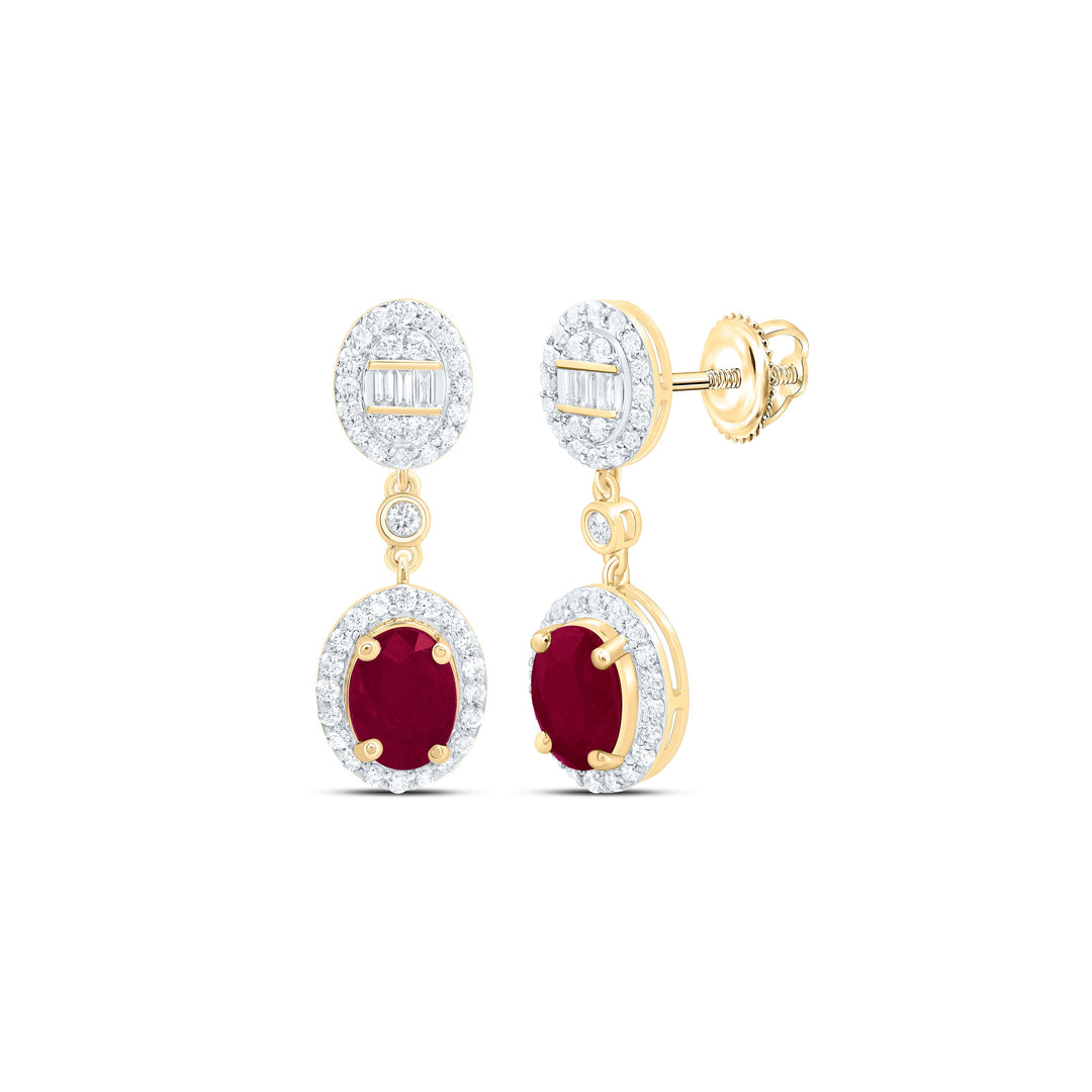 1/2CTW-NAT DIA ANA M 7X5MM OV-RU NAT GEM OVAL DANGLING EARRING Daisy Joyeria