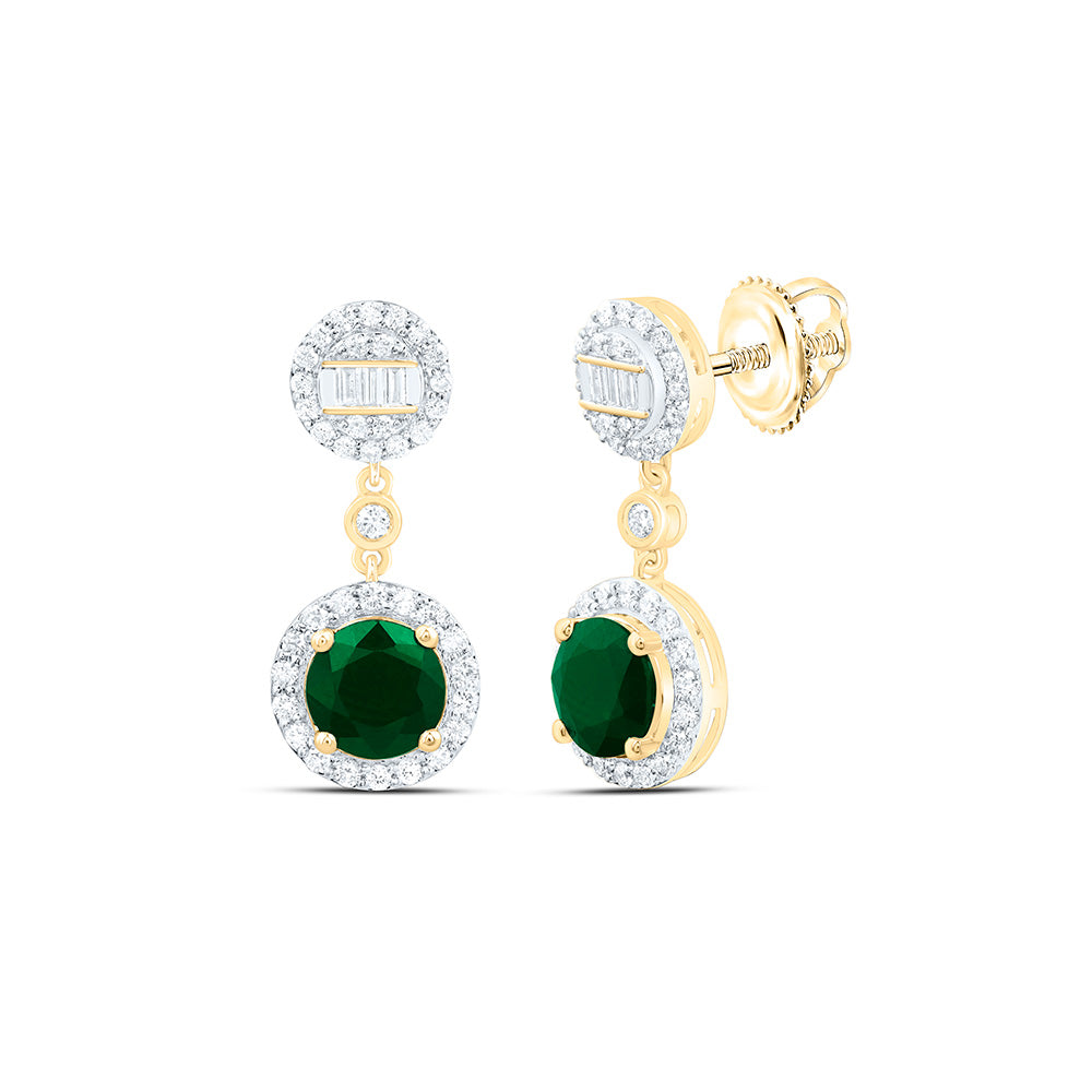 1/2CTW-NAT DIA ANA M 6MM RD-EM NAT GEM ROUND DANGLING EARRING Daisy Joyeria