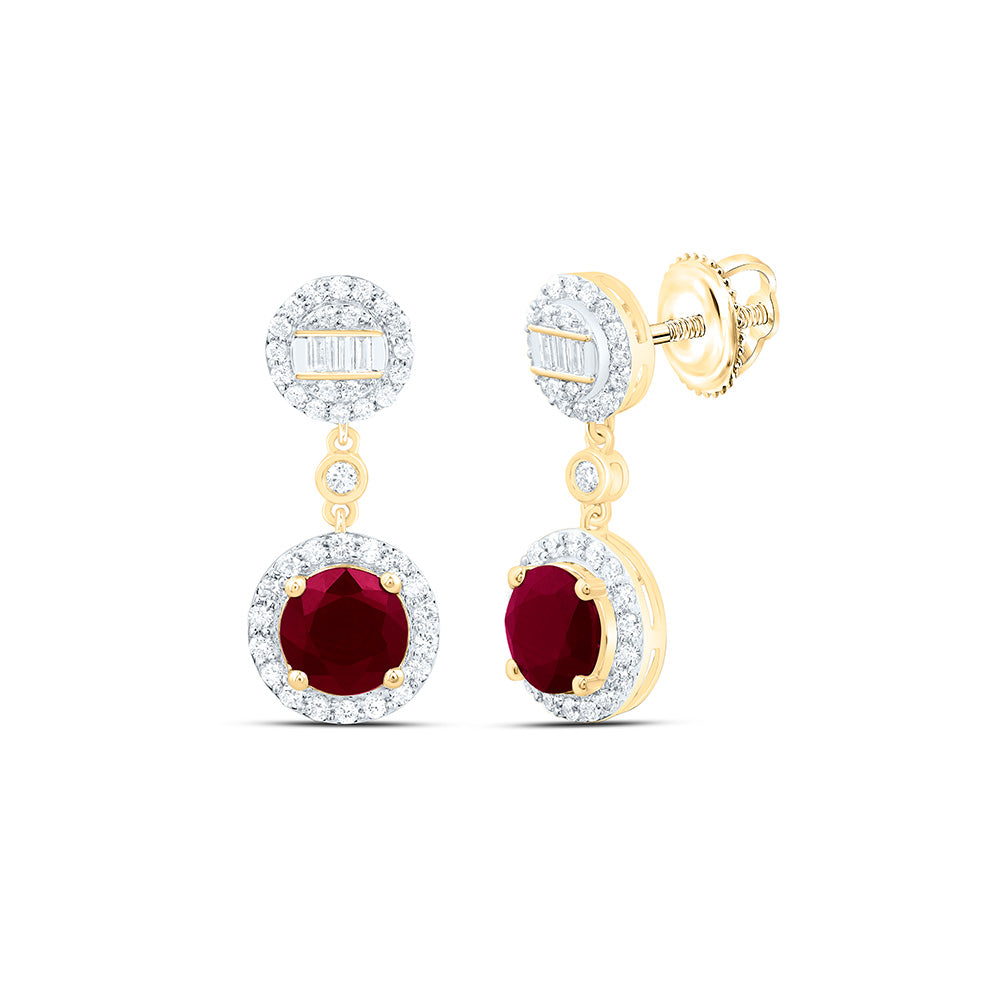 1/2CTW-NAT DIA ANA M 6MM RD-RU NAT GEM ROUND DANGLING EARRING Daisy Joyeria