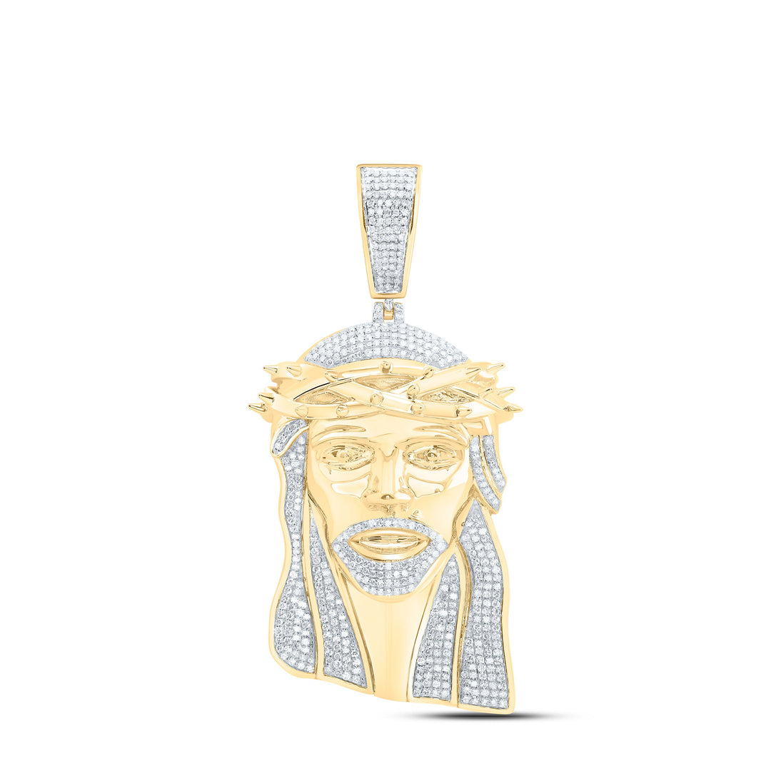 1 3/4CTW-NAT DIA NK JESUS FACE MENS CHARM Daisy Joyeria