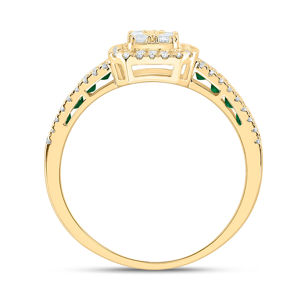 5/8CTW-NAT DIA ANA M 1/2CT-PR-EM NAT GEM EMERALD RING Daisy Joyeria