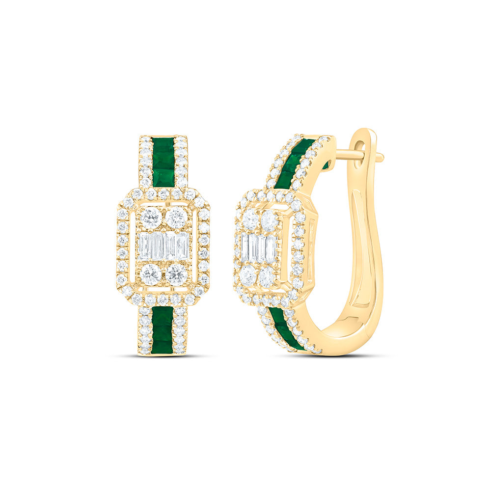 3/4CTW-NAT DIA ANA M 1/2CT-PR-EM NAT GEM EMERALD HOOP EARRING Daisy Joyeria