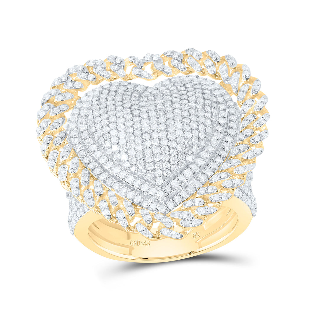 1 7/8CTW-NAT DIA NK FASHION CUBAN HEART RING Daisy Joyeria