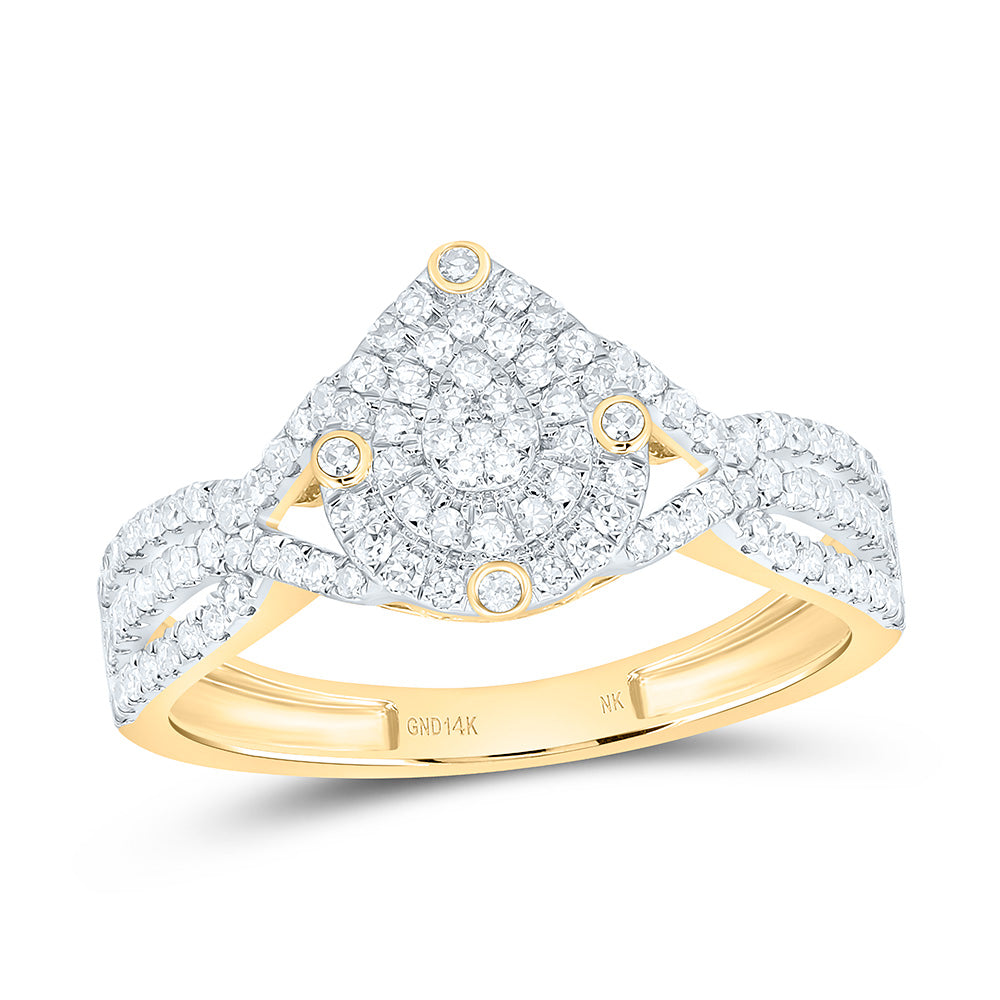 3/8CTW-NAT DIA NK FASHION PEAR RING Daisy Joyeria