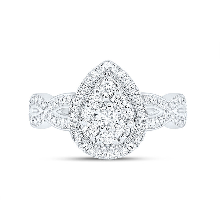1/2CTW-NAT DIA NK FASHION PEAR RING Daisy Joyeria
