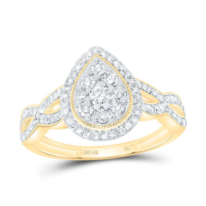 1/2CTW-NAT DIA NK FASHION PEAR RING Daisy Joyeria