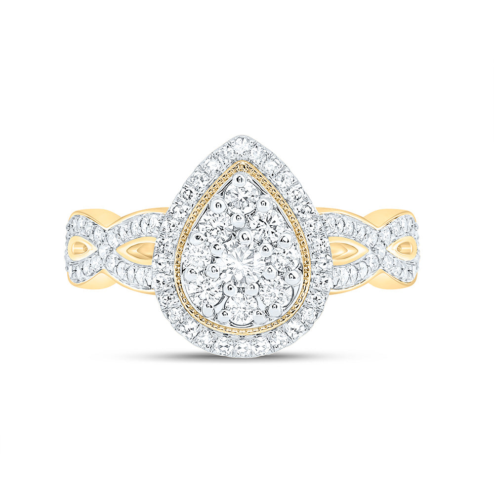 1/2CTW-NAT DIA NK FASHION PEAR RING Daisy Joyeria