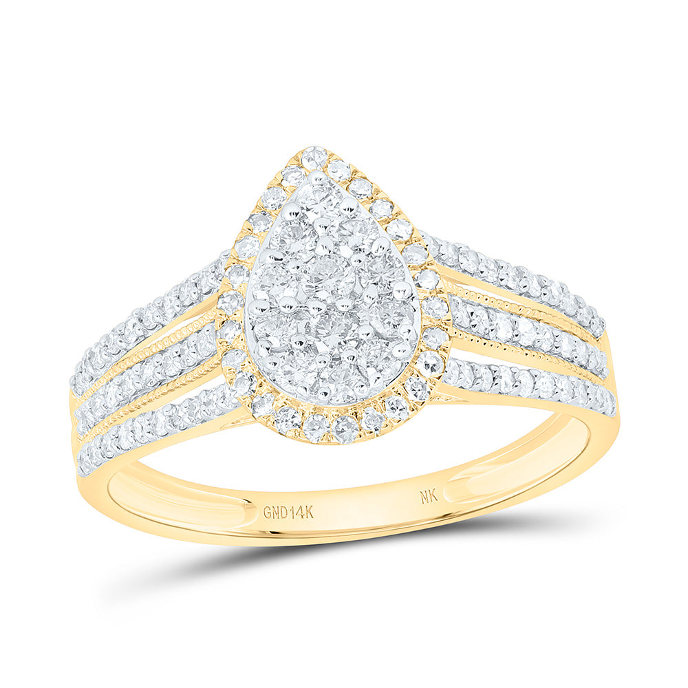 1/2CTW-NAT DIA NK FASHION PEAR RING Daisy Joyeria