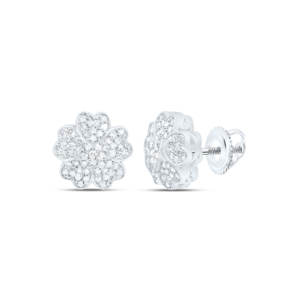 1/3CTW-NAT DIA NK FASHION STAR HEART FLOWER EARRING Daisy Joyeria