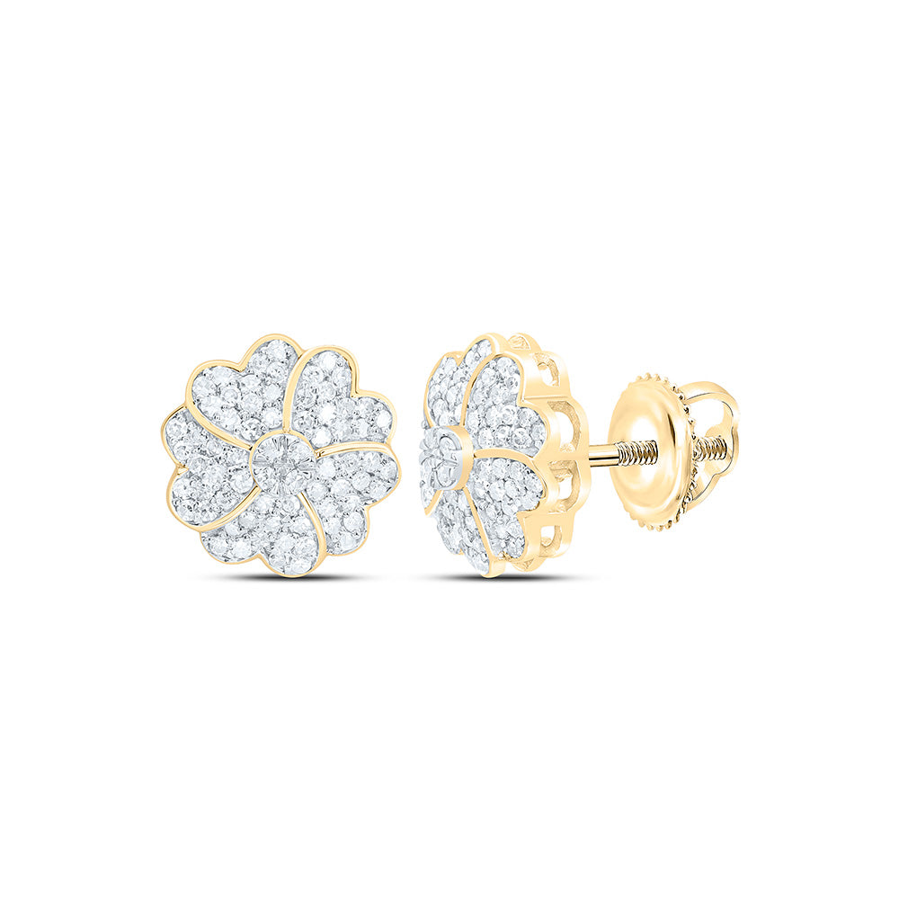 3/8CTW-NAT DIA NK FASHION HEART FLOWER EARRING Daisy Joyeria
