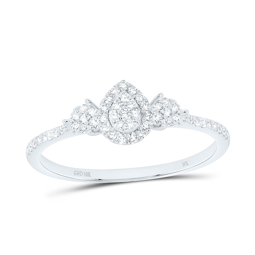 1/5CTW-NAT DIA NK FASHION PEAR RING Daisy Joyeria