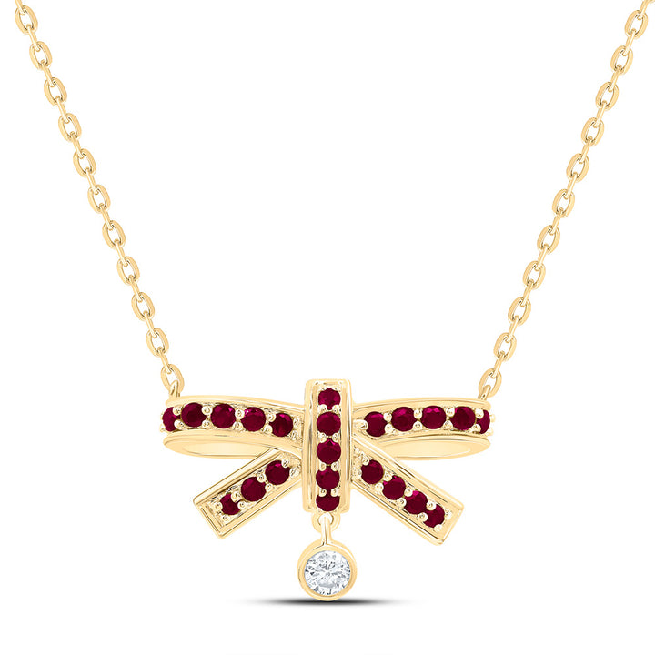 1/20CTW-NAT DIA ANA M 1/3CT-RD-RU NAT GEM BOW NECKLACE (18 INCH) Daisy Joyeria