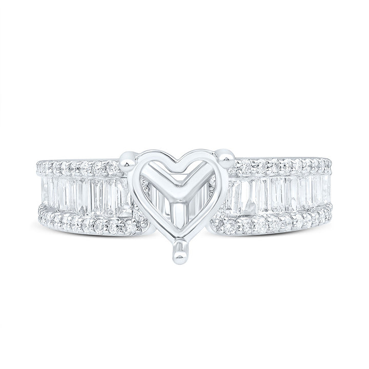 7/8CTW-NAT DIA ANA M 1 1/2CT-CHT SEMI-MOUNT HEART BAGUETTE RING Daisy Joyeria