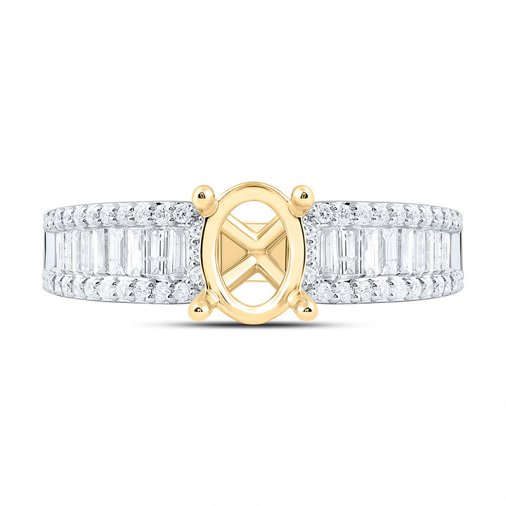 7/8CTW-NAT DIA ANA M 1 1/2CT-COV SEMI-MOUNT OVAL BAGUETTE RING Daisy Joyeria