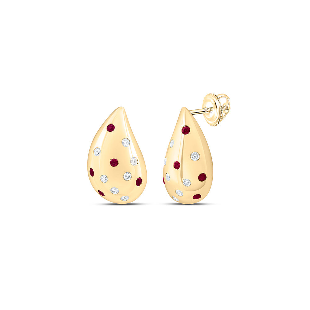 1/3CTW-NAT DIA ANA M 1/5CT-RD-RU NAT GEM TEAR DROP EARRING Daisy Joyeria