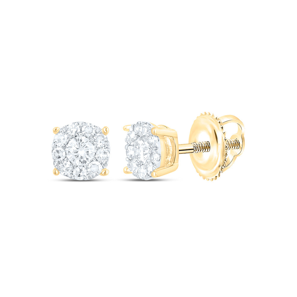1/4CTW-NAT DIA NK FASHION ROUND EARRING Daisy Joyeria