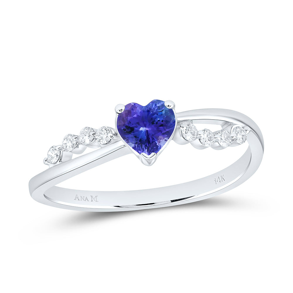 1/8CTW-NAT DIA ANA M 5MM-HT-TANZNITE, NAT GEM HEART RING Daisy Joyeria