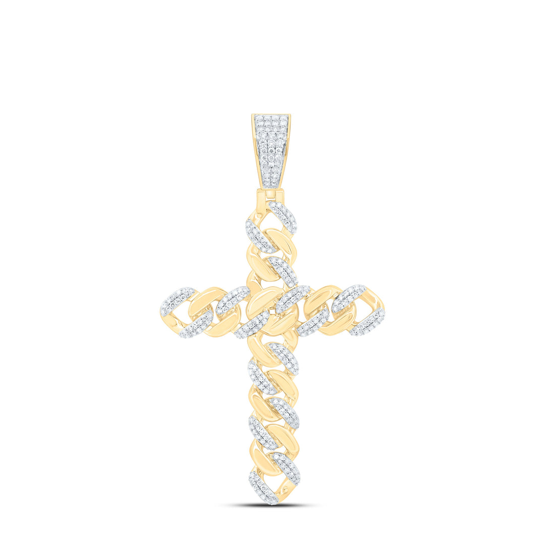 1 3/4CTW-NAT DIA NK CUBAN CROSS MENS CHARM Daisy Joyeria