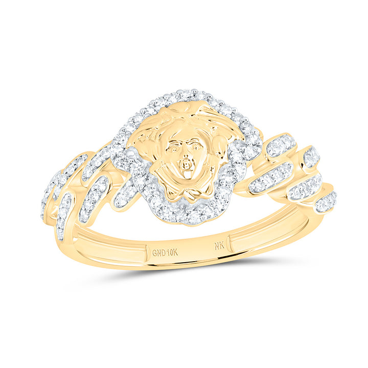 1/4CTW-NAT DIA NK FASHION CUBAN MEDUSA RING Daisy Joyeria