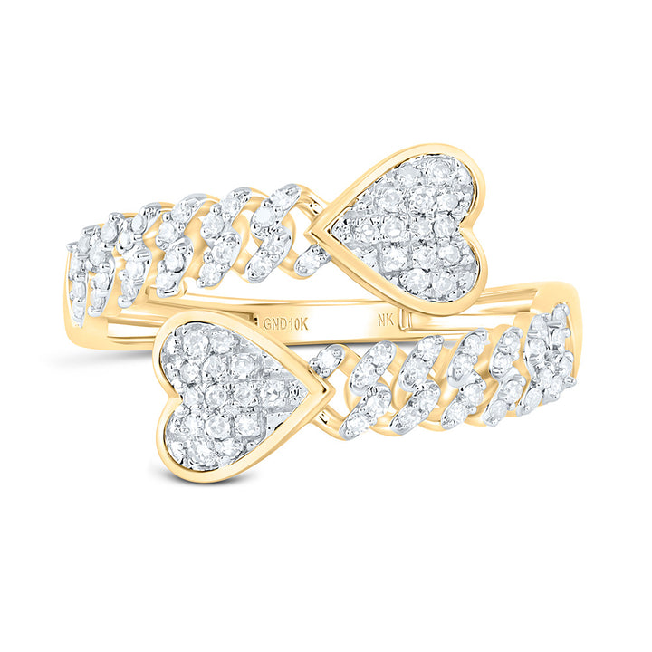 1/4CTW-NAT DIA NK FASHION CUBAN HEART RING Daisy Joyeria