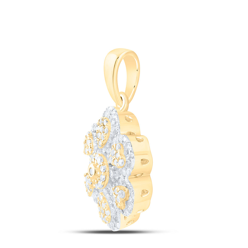 3/8CTW-NAT DIA NK FASHION HEART PEAR FLOWER PENDANT Daisy Joyeria
