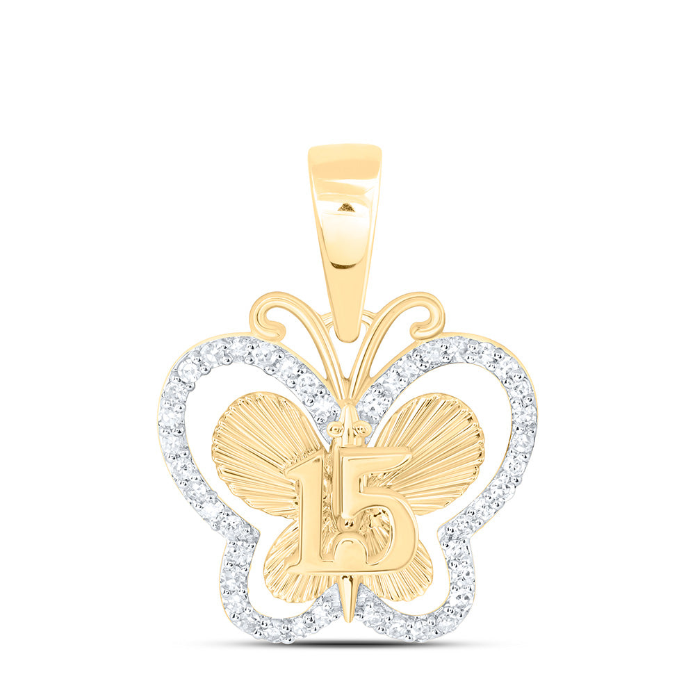 1/6 CTW-NAT DIA NK FASHION BUTTERFLY PENDANT Daisy Joyeria