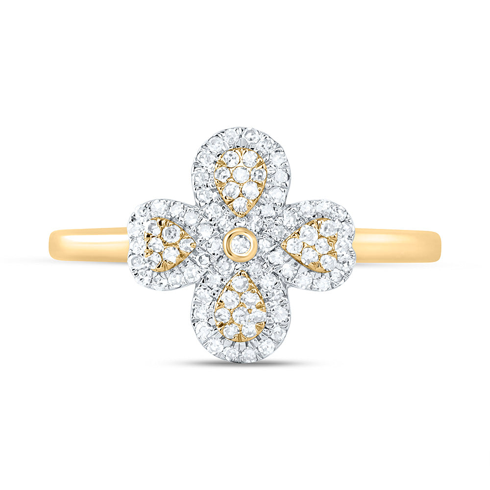 1/4CTW-NAT DIA NK FASHION HEART PEAR FLOWER RING Daisy Joyeria
