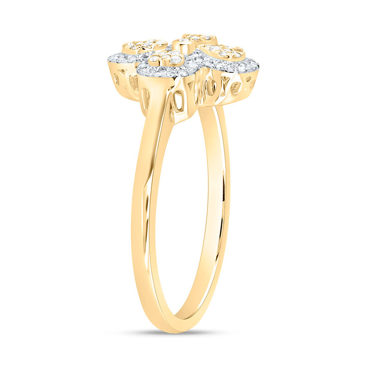 1/4CTW-NAT DIA NK FASHION HEART PEAR FLOWER RING Daisy Joyeria